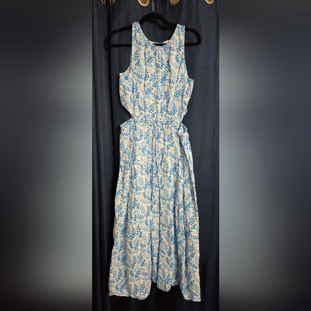 Women's THE LOFT Blue Leaf-Print Women’s Sundress - Size L